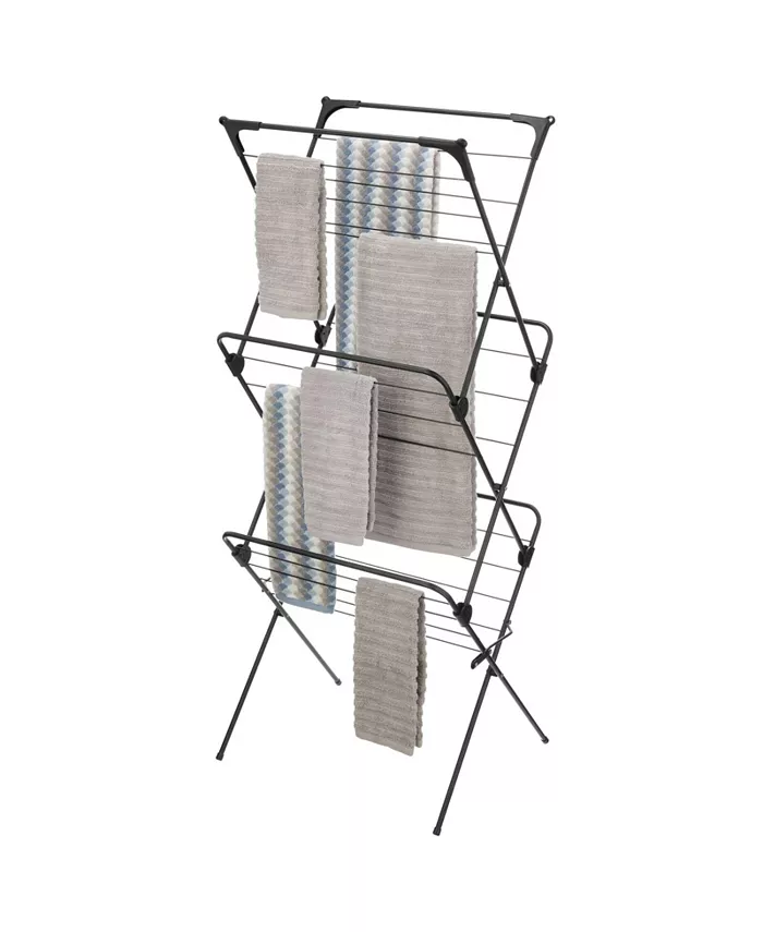 mDesign Tall Metal Foldable Laundry Clothes Drying Rack Stand - Intensery