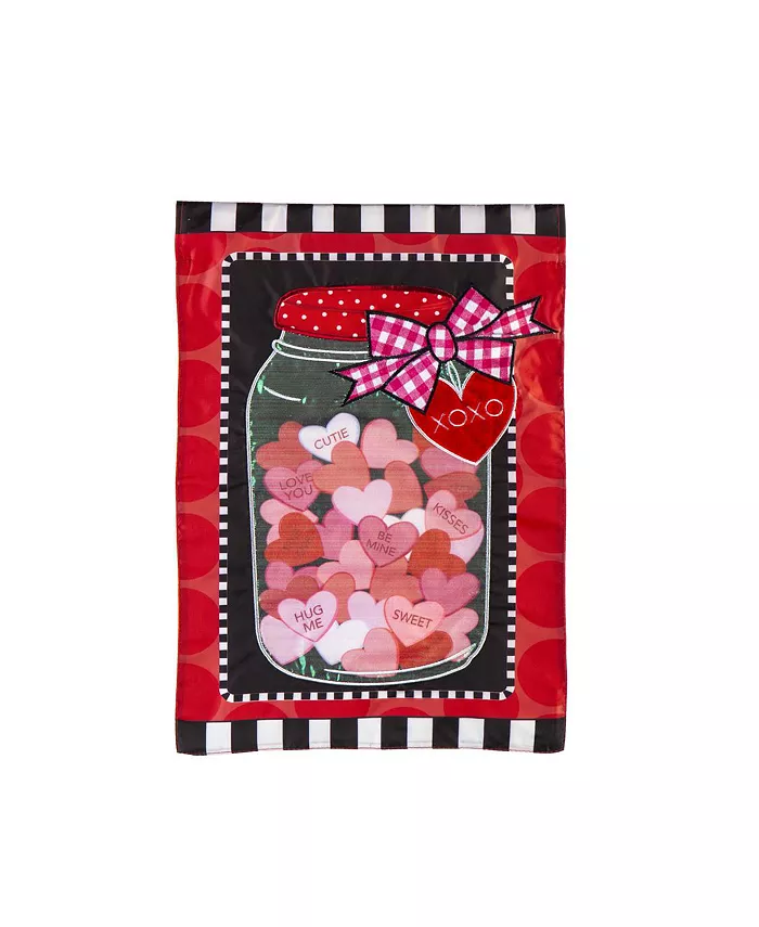 Evergreen Mason Jar of Hearts Garden Applique Flag- 12.5 x 18 Inches Outdoor Decor for Homes and Gardens - Intensery
