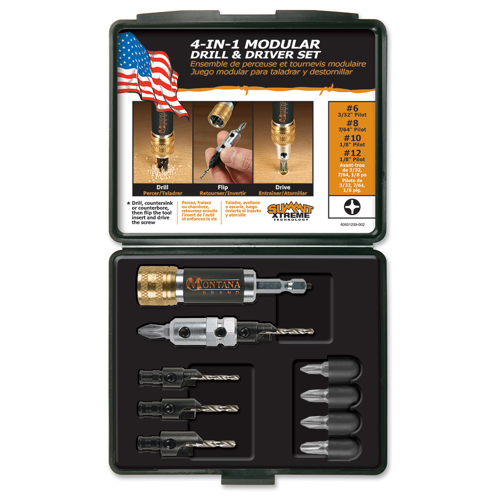 Montana Brand 4-in-1 Modular Wood Drill and Driver Set 10pc - Intensery