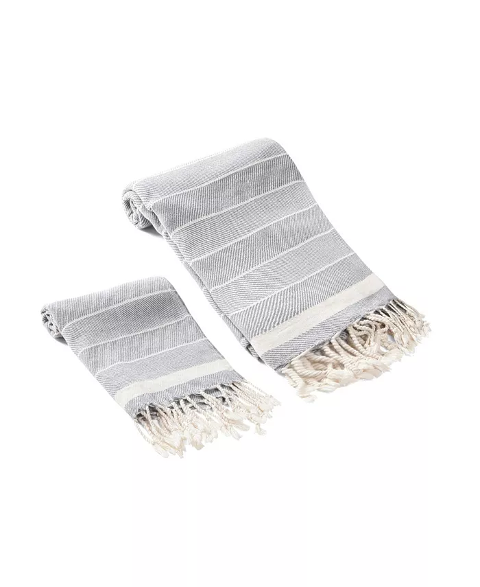 Olive and Linen Lena 2 Piece Bath and Hand Towel Set - Intensery