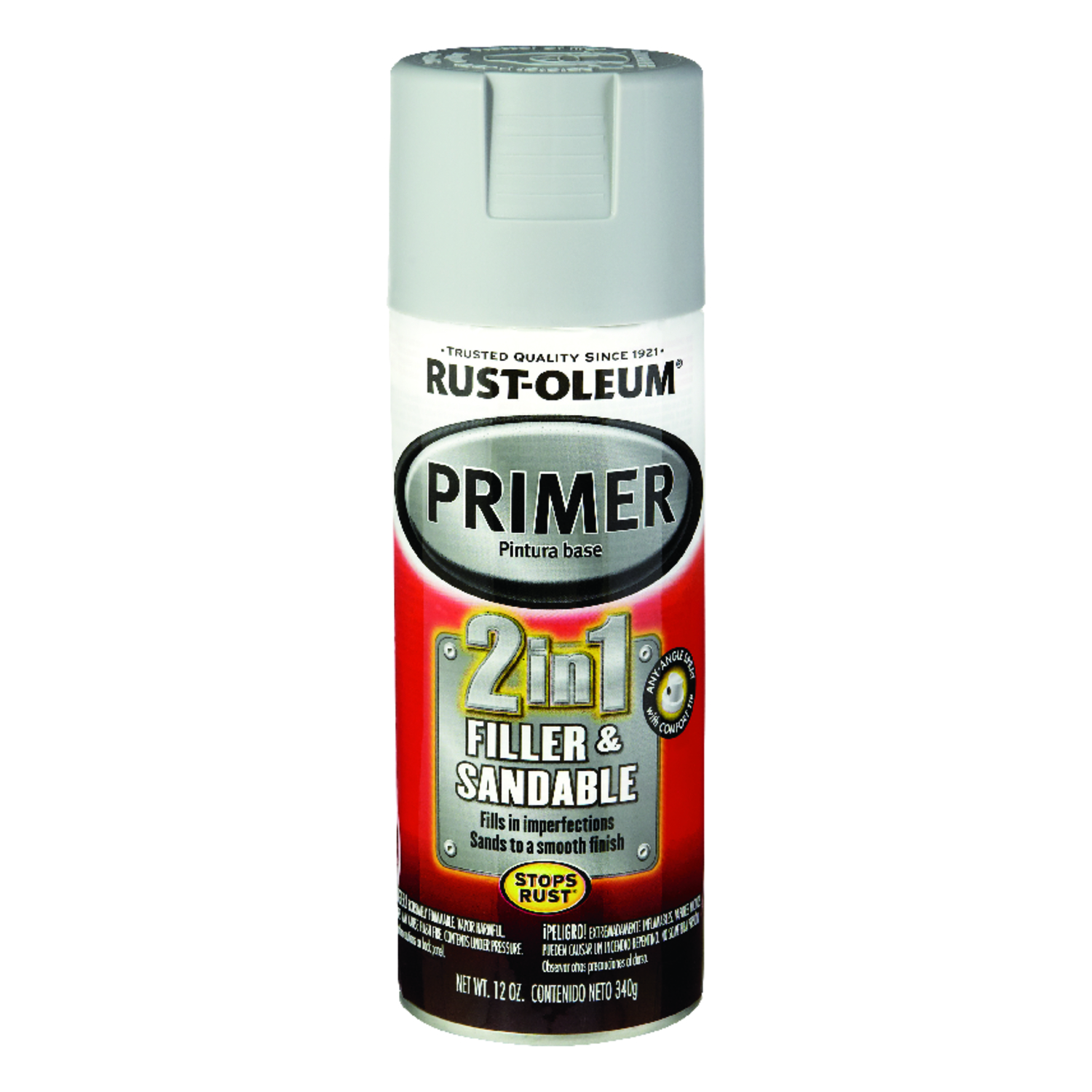 Rust-Oleum Stops Rust Flat/Matte Gray Automotive 2-in-1 Filler \u0026 Sandable Primer Spray 12 oz - Intensery