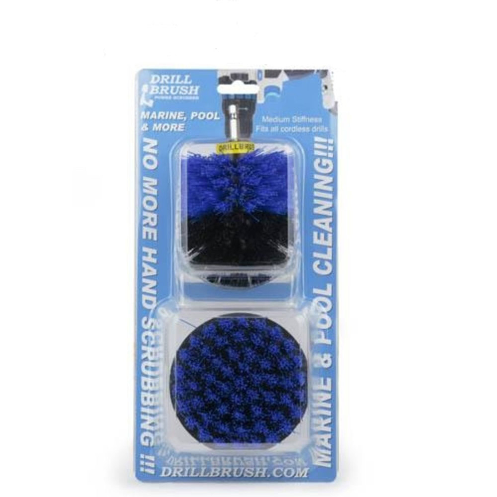 Drill Brush Pool and Marine Cleaning Kit Medium Stiff Nylon Bristles， 2pc - Intensery