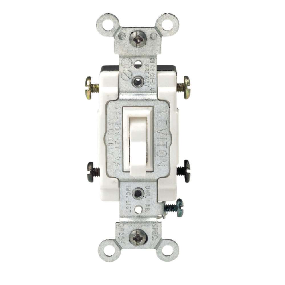 Leviton 15A 120/277V Metal White Grounded AC Quiet Toggle Switch - Intensery