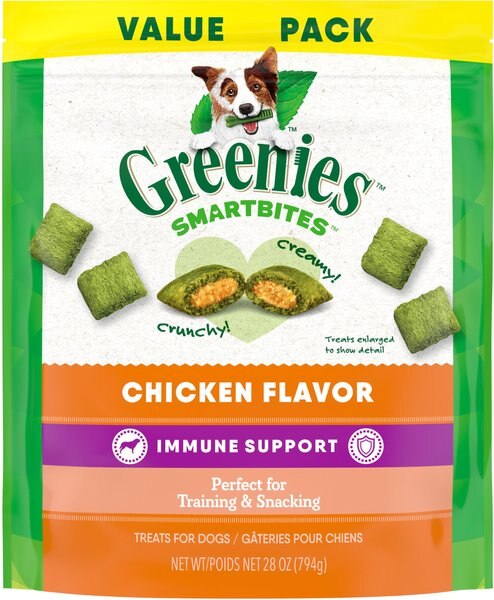 Greenies Smartbites Immune Support Chicken Flavor Crunchy and Soft Dog Treats - Intensery