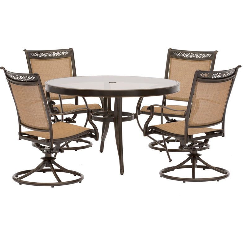 Hanover Fontana 5 pc Brown Aluminum Classic Dining Set - Intensery