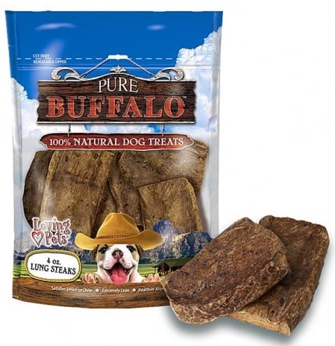 Loving Pets Pure Buffalo Lung Steaks Dog Treats - 4 oz - Intensery