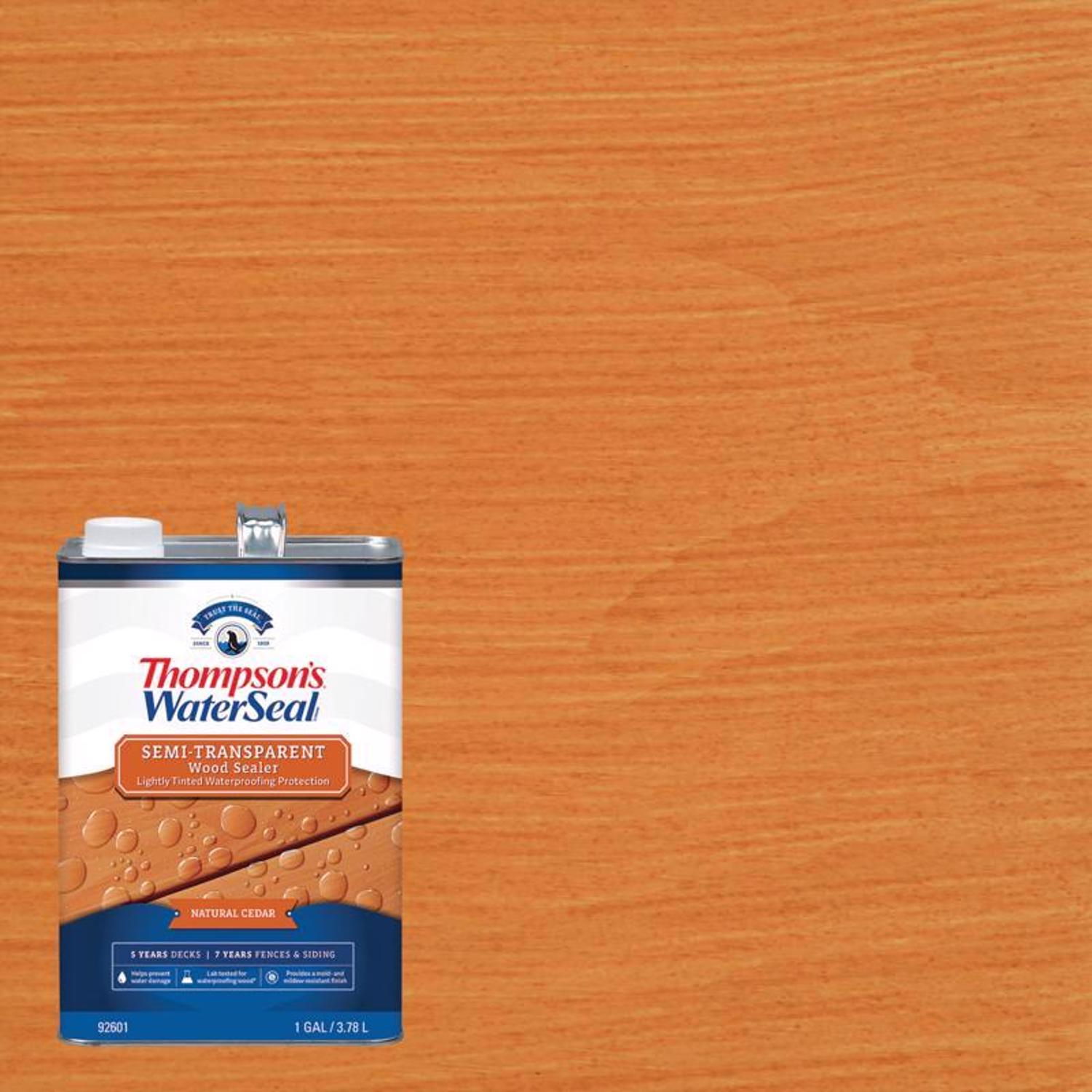 Thompson\u0027s WaterSeal Semi-Transparent Natural Cedar Waterproofing Wood Sealer 1 gal - Intensery