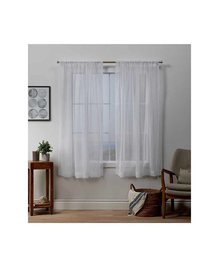 Exclusive Home Itaji Sheer Rod Pocket Top Curtain Panel Pair， 54