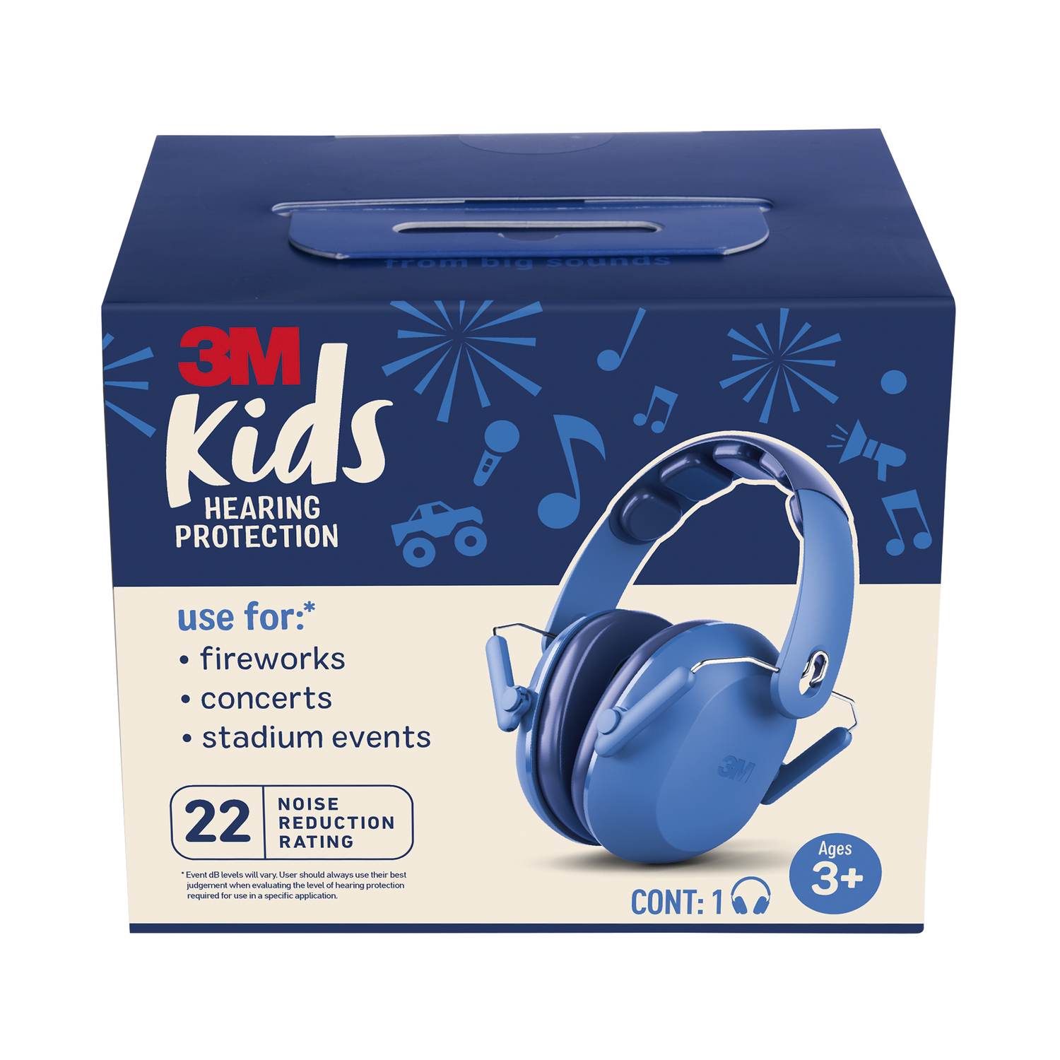 3M 22 dB Kids Ear Muffs Blue 1 pk - Intensery