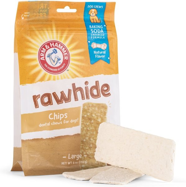 Arm and Hammer Large Rawhide Chips Dog Treats， 6-oz bag - Intensery