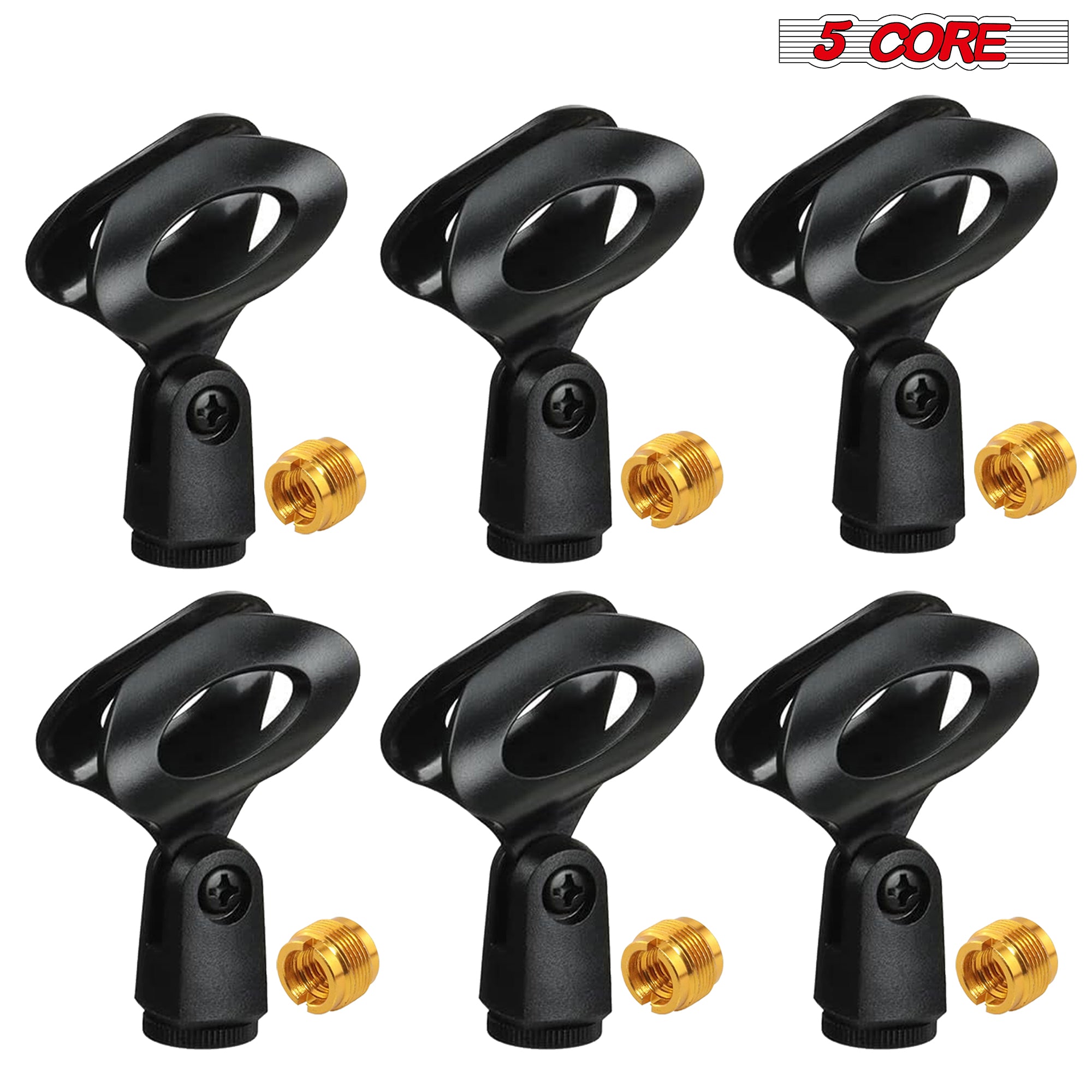 5 Core 6 Pieces Black Universal Nut Adapter Microphone Clip Clamp Holder For All Mic stand MC-03 6PCS - Intensery
