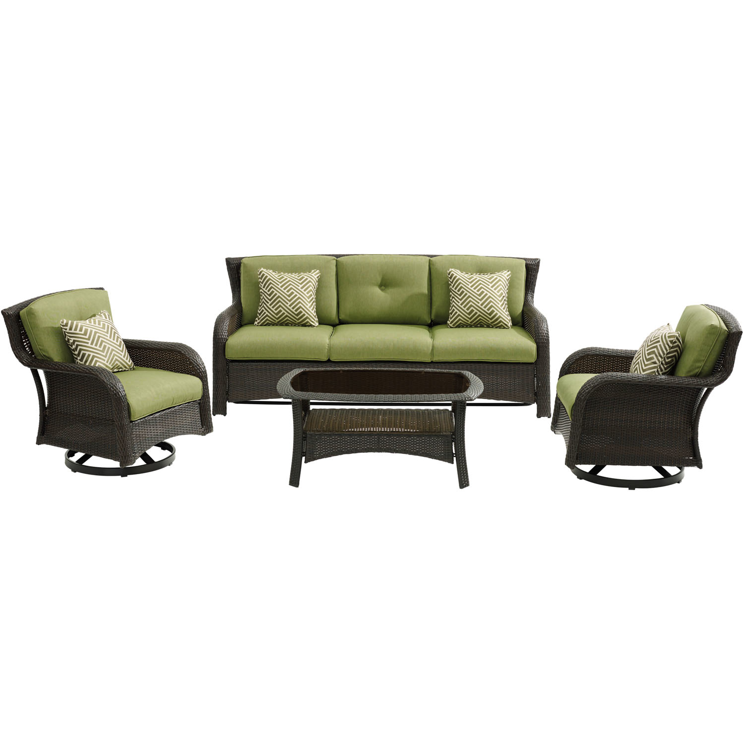 Hanover Strathmere 4 pc Aged Barrel Steel Transitional Deep Seating Set Cilantro Green - Intensery