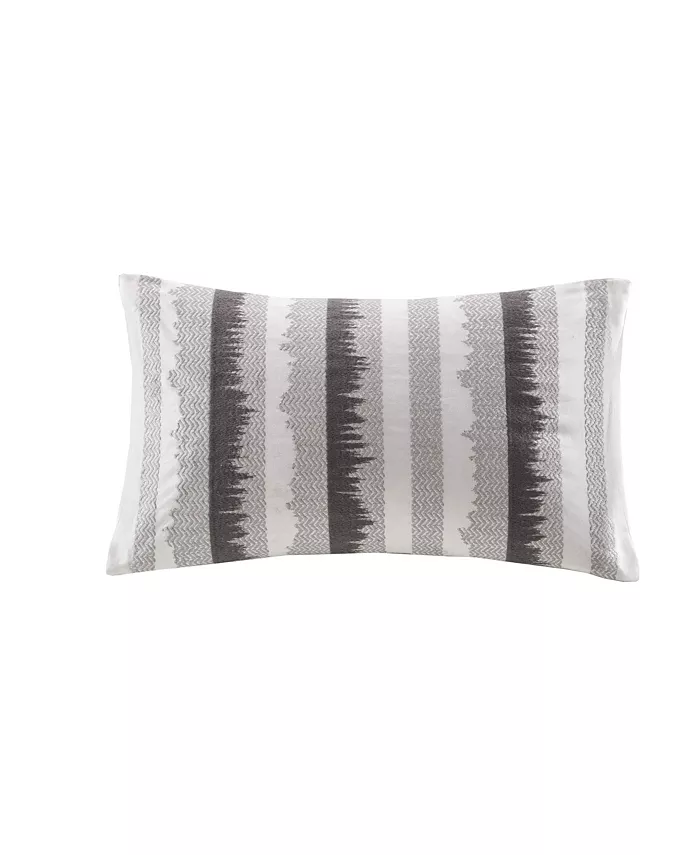 Gracie Mills Chet Embroidered Cotton Oblong Pillow - (12 X 20) - Intensery