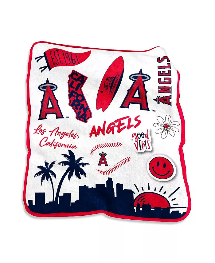 Logo Brands Los Angeles Angels 50'' x 60'' Native Raschel Plush Throw Blanket - Intensery