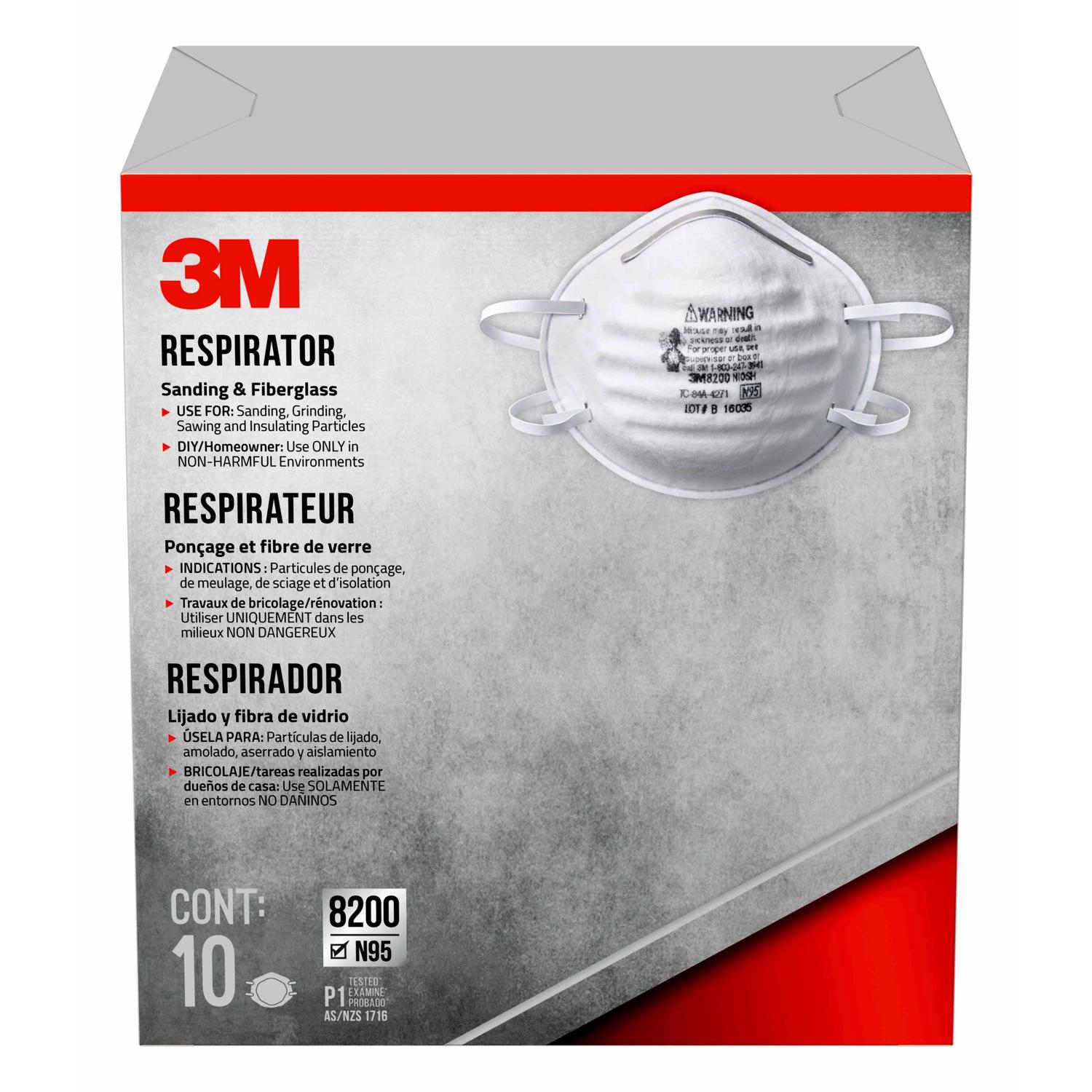 3M N95 Sanding and Fiberglass Respirator White 10 pc - Intensery