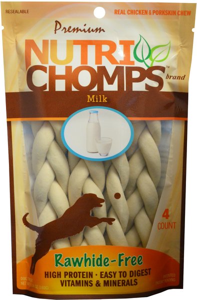 Nutri Chomps 6-in Milk Flavor Braid Dog Treats， 4 count - Intensery