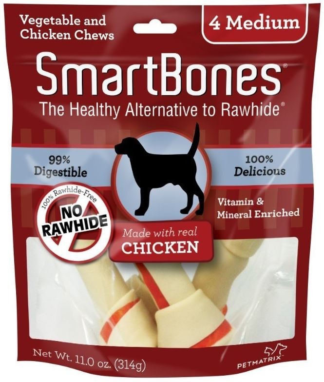 SmartBones Medium Chicken Chew Bones Dog Treats - 4-pack - Intensery