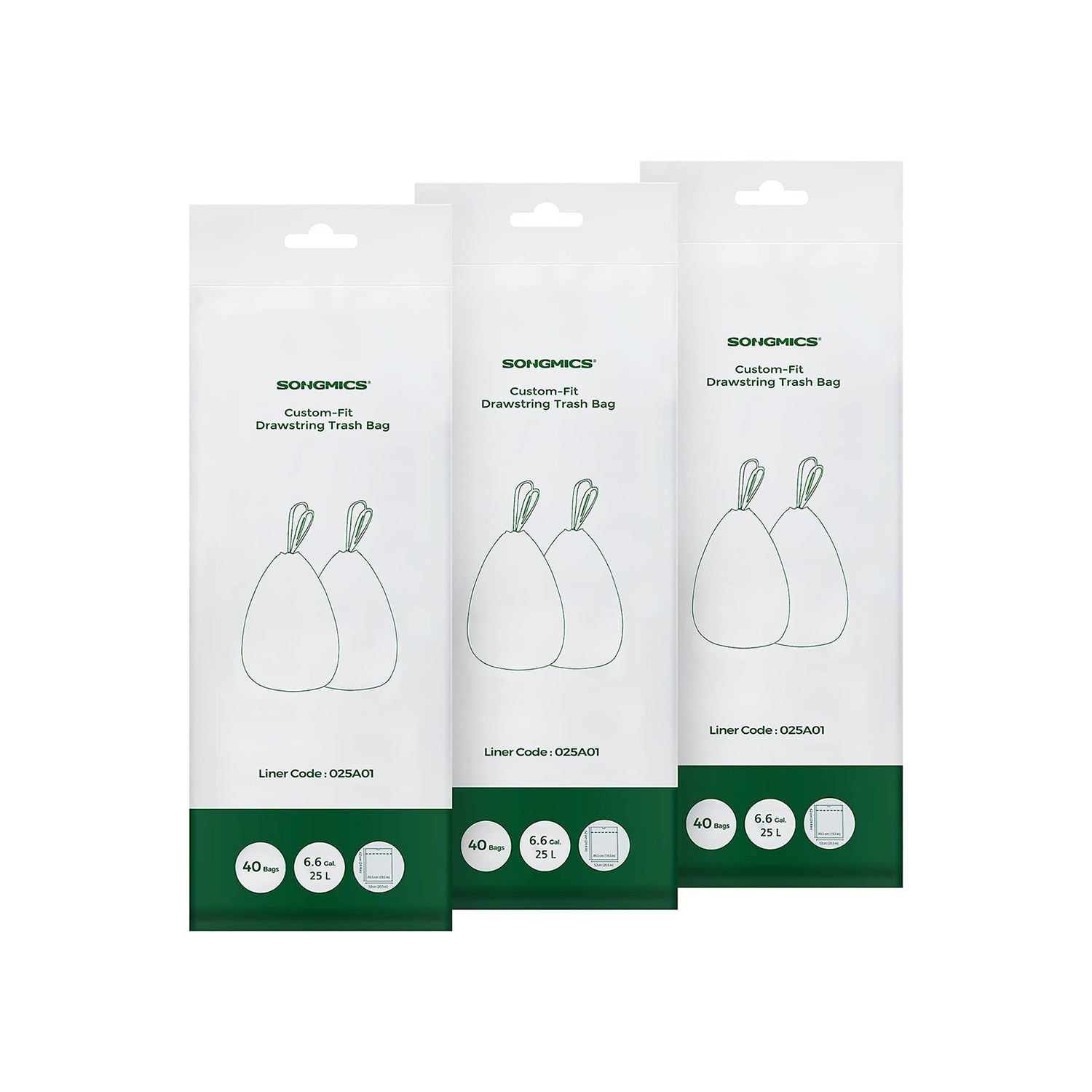 SONGMICS Small Trash Bags for 6.6 Gallon Trash Cans 120 Count - Intensery