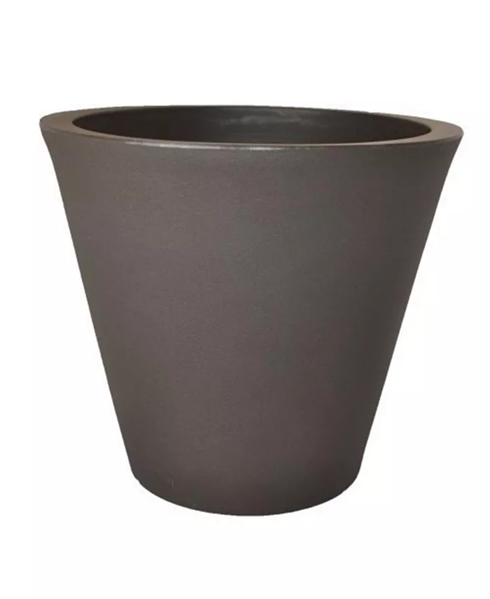 Tusco Products Cosmopolitan Round Garden Planter Espresso Brown， 16in - Intensery