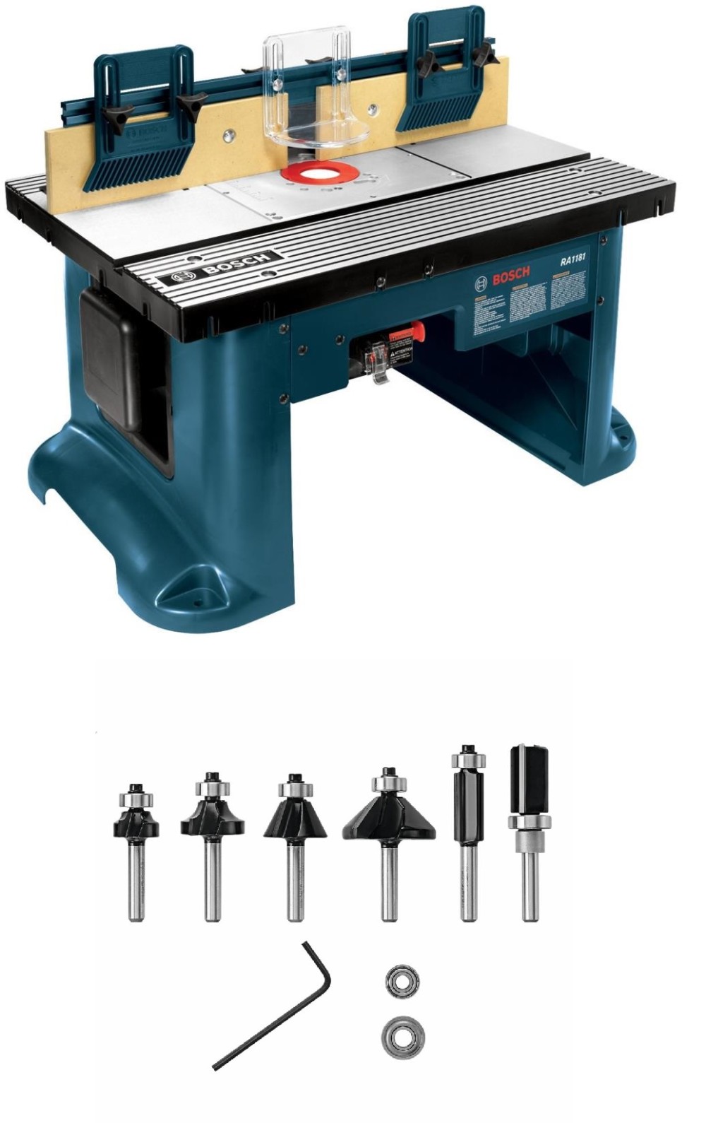Bosch Benchtop Router Table with Trim and Edging Router Bit Set 6pc Bundle RA1181RBS006TES from Bosch - Intensery