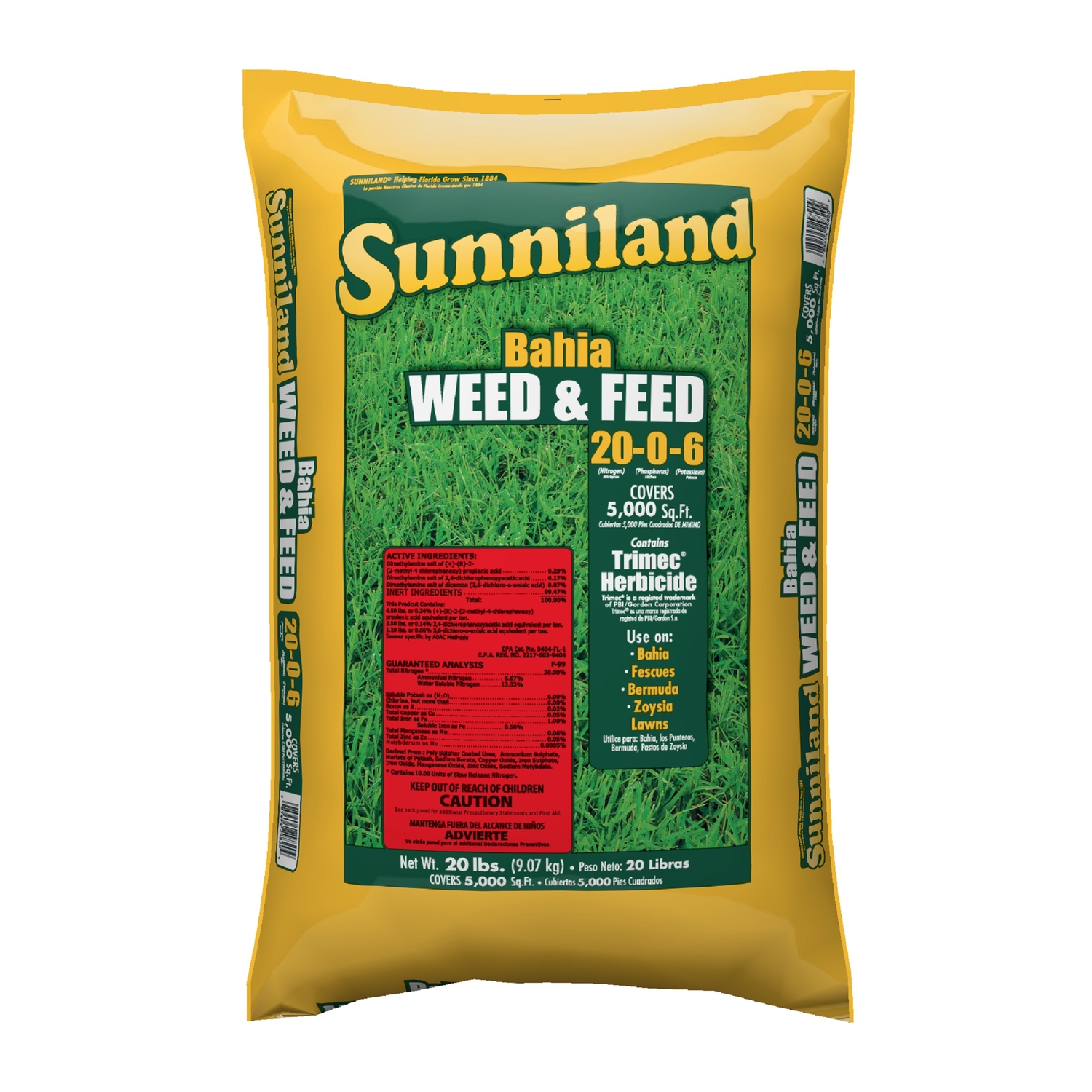 Sunniland Bahia Weed \u0026 Feed Lawn Fertilizer For Bahia Grass 5000 sq ft - Intensery