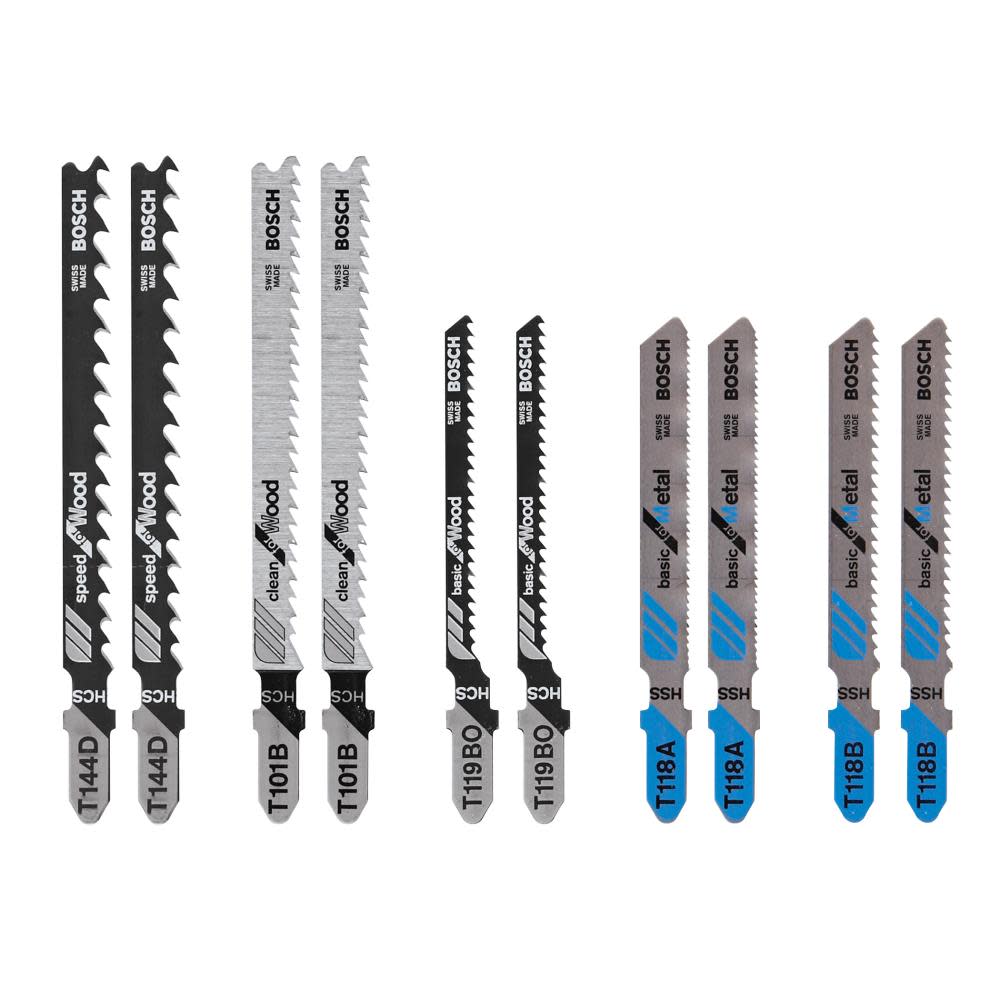 10 pc. Wood and Metal Cutting T-Shank Jig Saw Blade Set - Intensery
