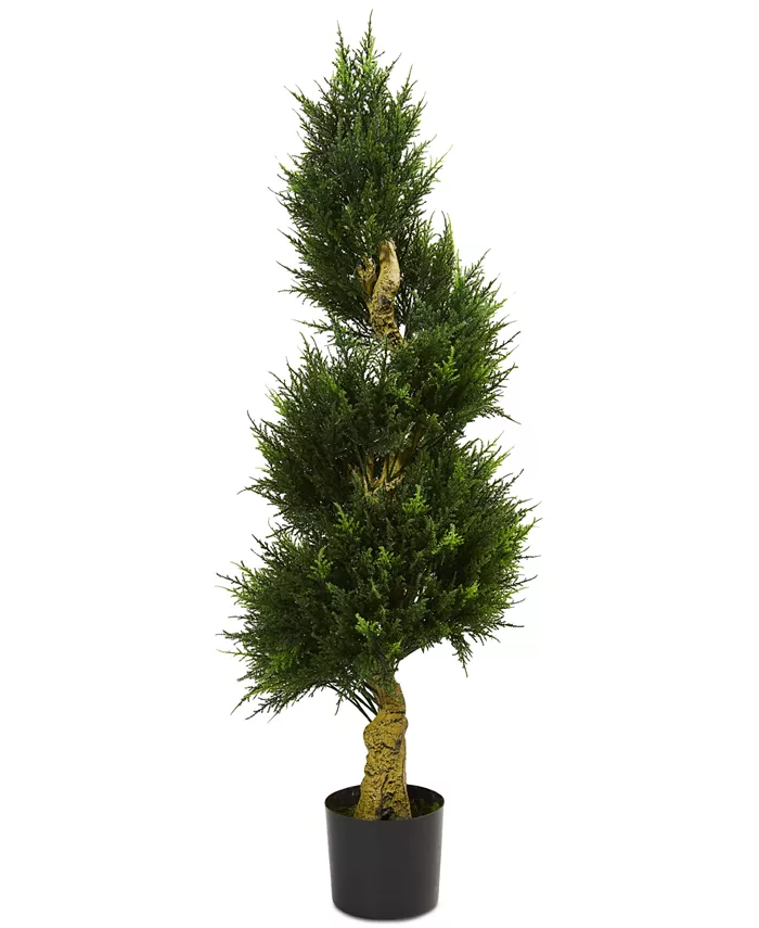 Nearly Natural 4.5' Spiral Cypress UV-Resistant Indoor Outdoor Artificial Tree - Intensery