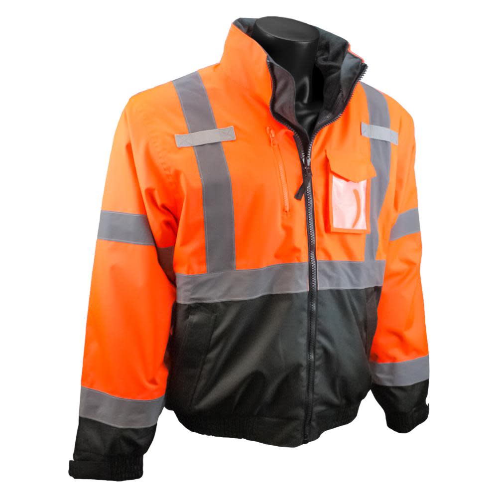 Radians Three in One Deluxe High Visibility Bomber Jacket Orange Black Bottom XL - Intensery