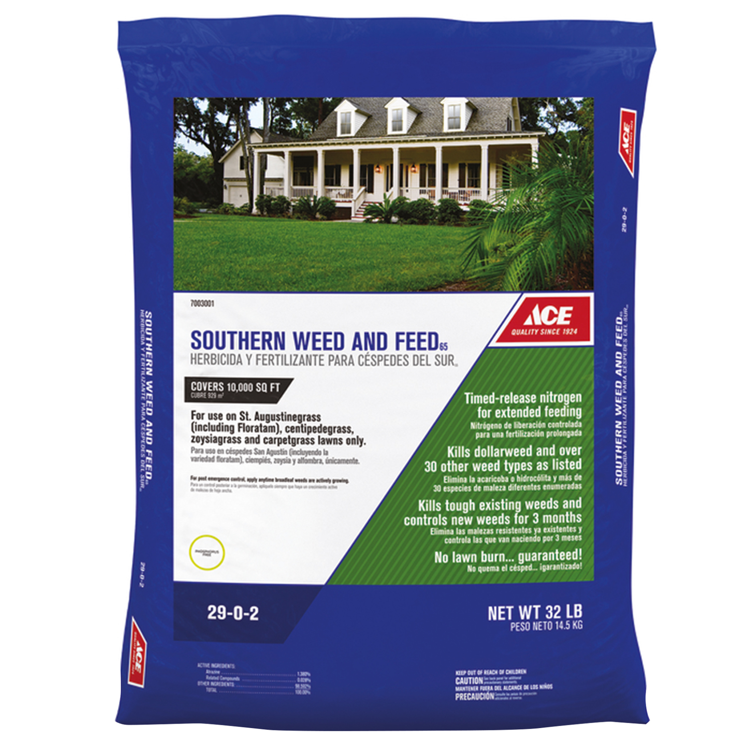 Ace Southern Weed \u0026 Feed Lawn Fertilizer For Multiple Grass Types 10000 sq ft - Intensery