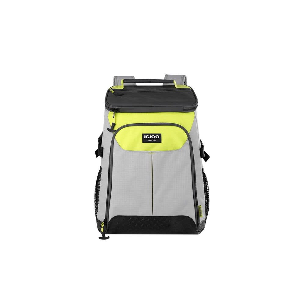 Igloo Backpack Trek Cooler  Top Grip 28 Can Ash Gray/Acid Green - Intensery