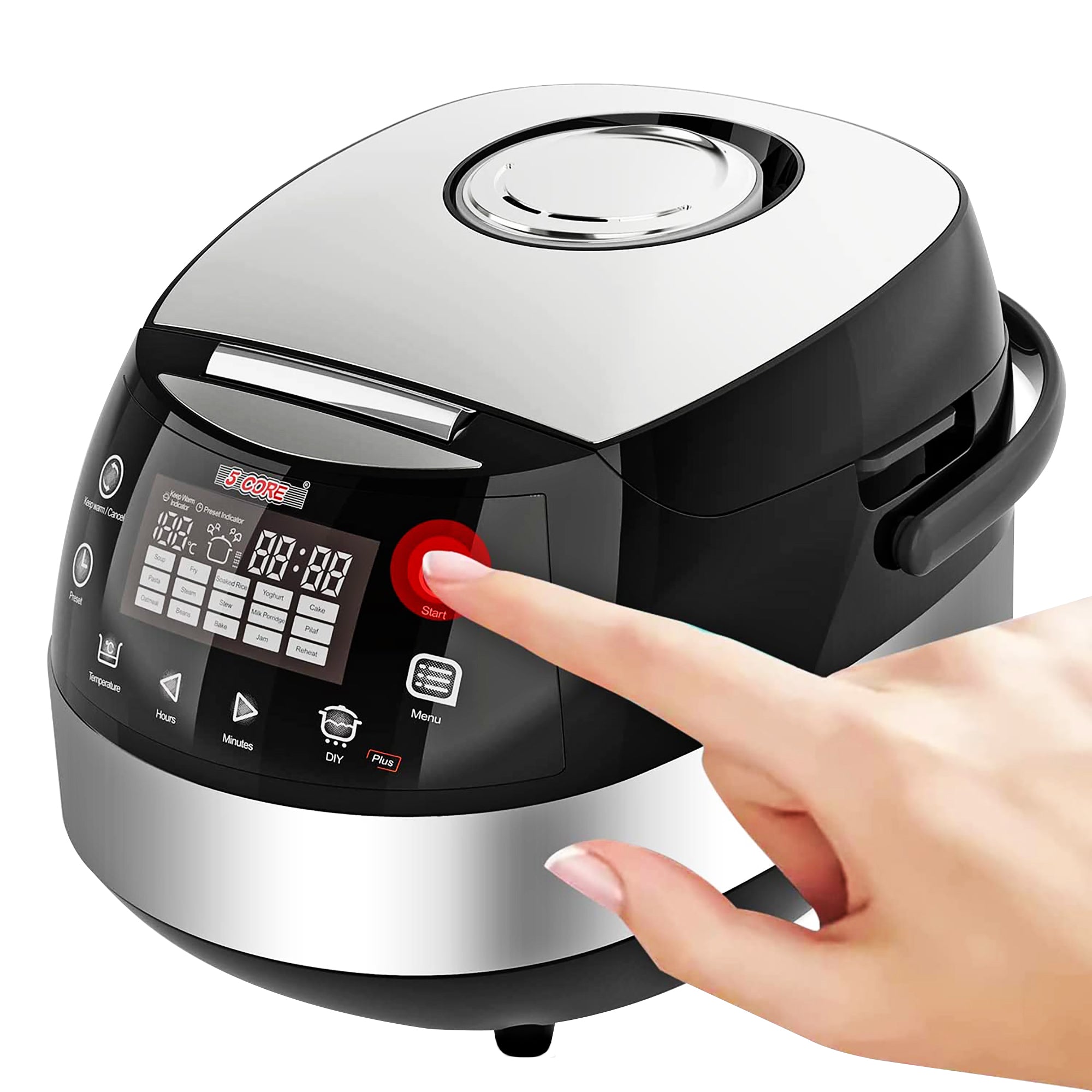 5 Core 5.3Qt Asian Rice Cooker Digital Programmable 15-in-1 Ergonomic Large Touch Screen Electric Multi Cooker Slow Cooker Steamer Pot Warmer 11 Cups - Intensery
