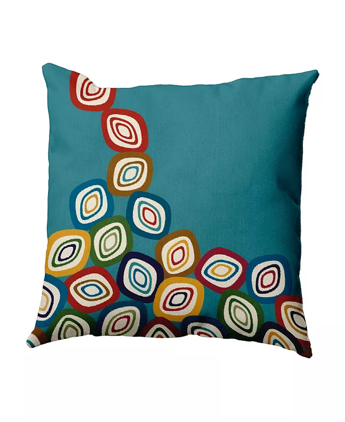 E by Design 16 Inch Teal Decorative Abstract Throw Pillow - Intensery