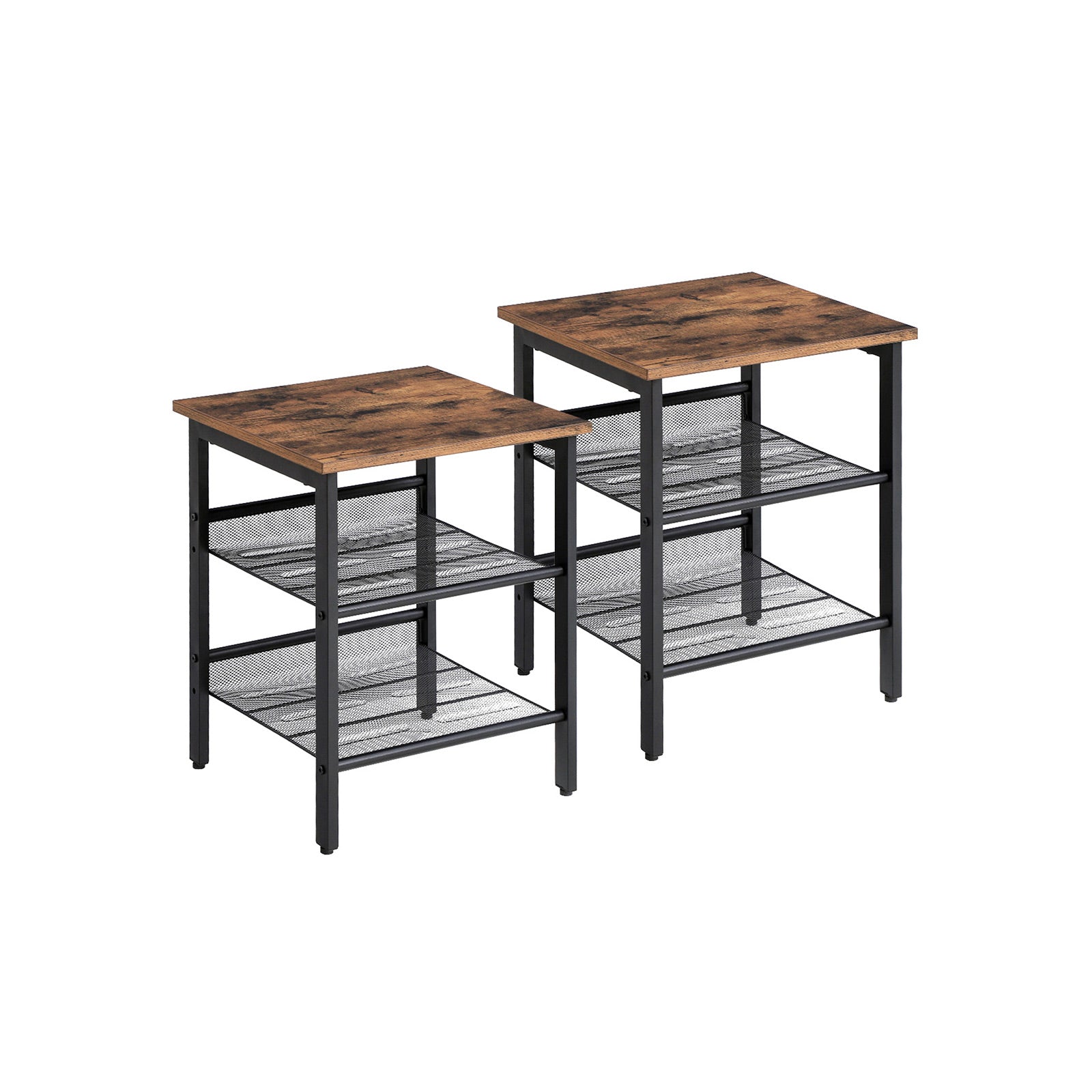 VASAGLE Set of 2 Side Tables with Stable Steel FramewRustic Brown + Black - Intensery