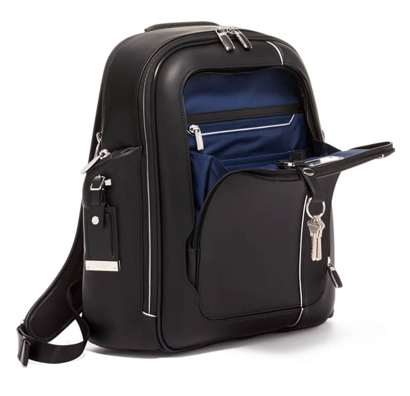 TUMI Arrive Black Leather Larson Backpack - Intensery