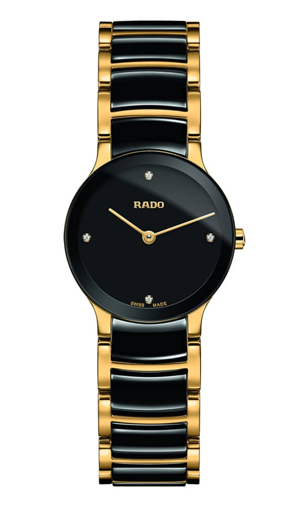Rado Centrix Diamonds Quartz Black Dial Two-Tone Watch， 23mm - Intensery