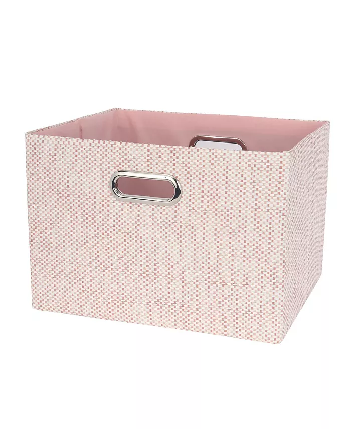Lambs Ivy Pink Foldable Collapsible Storage Bin Basket Organizer with Handles - Intensery
