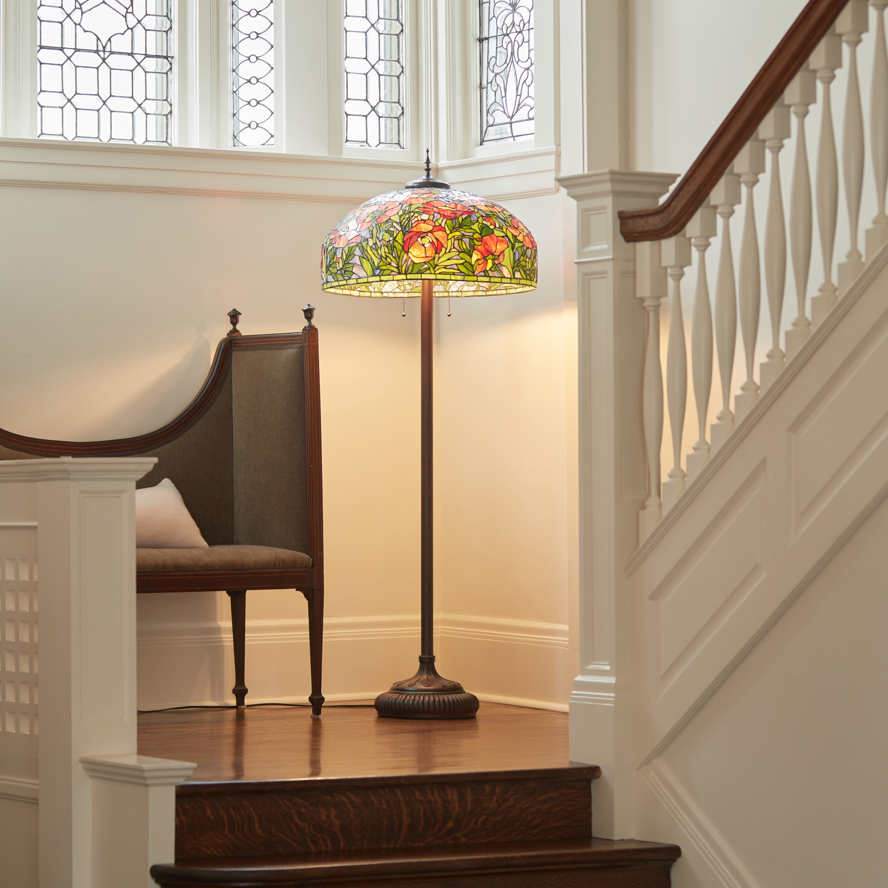 Adele River of Goods Tiffany-Style Poppies Stained Glass 69-Inch Floor Lamp - 25.75