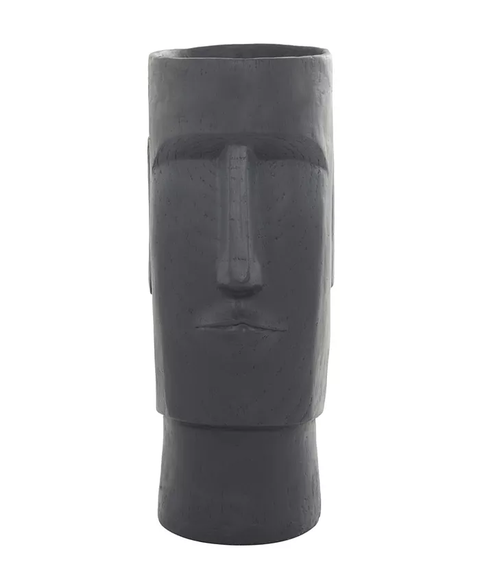 Novogratz Collection Dark Gray Magnesium Oxide Indoor Outdoor Easter Island Head Planter - Intensery