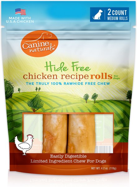 Canine Naturals Hide Free Chicken Recipe Medium Dog Treats， 2 count - Intensery