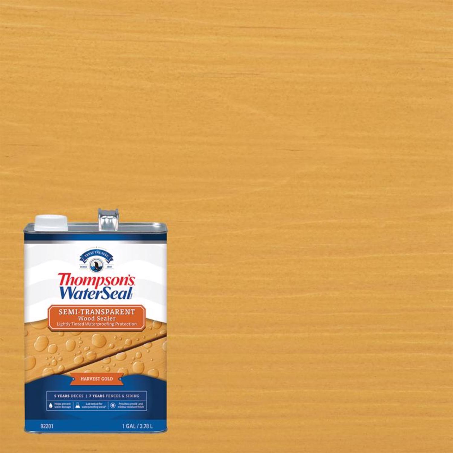 Thompson\u0027s WaterSeal Semi-Transparent Harvest Gold Waterproofing Wood Stain and Sealer 1 gal - Intensery