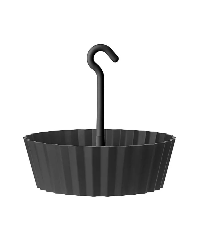 Tree Nest Sunny Hanging Lace Pattern Planter Round Anthracite 10in - Intensery