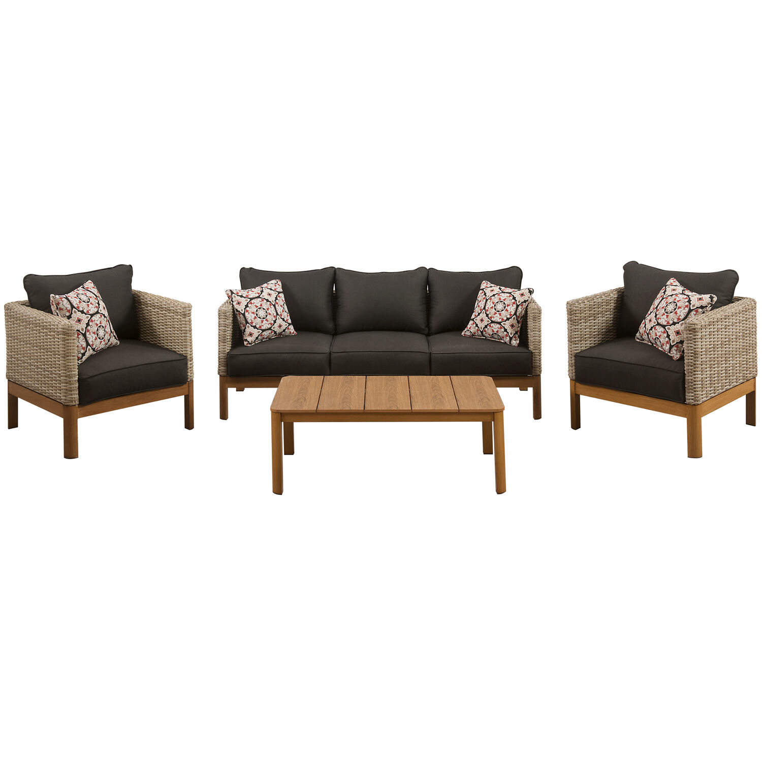 Mod Blake 4 pc Brown Aluminum Modern Deep Seating Set Black - Intensery