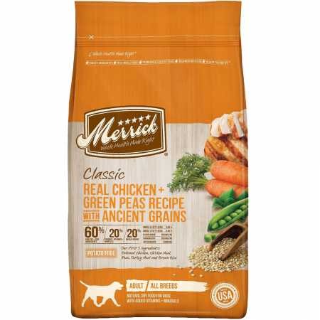 Merrick Classic  Real Chicken  Green Peas Recipe with Ancient Grains Dry Dog Food (4 lb) - Intensery