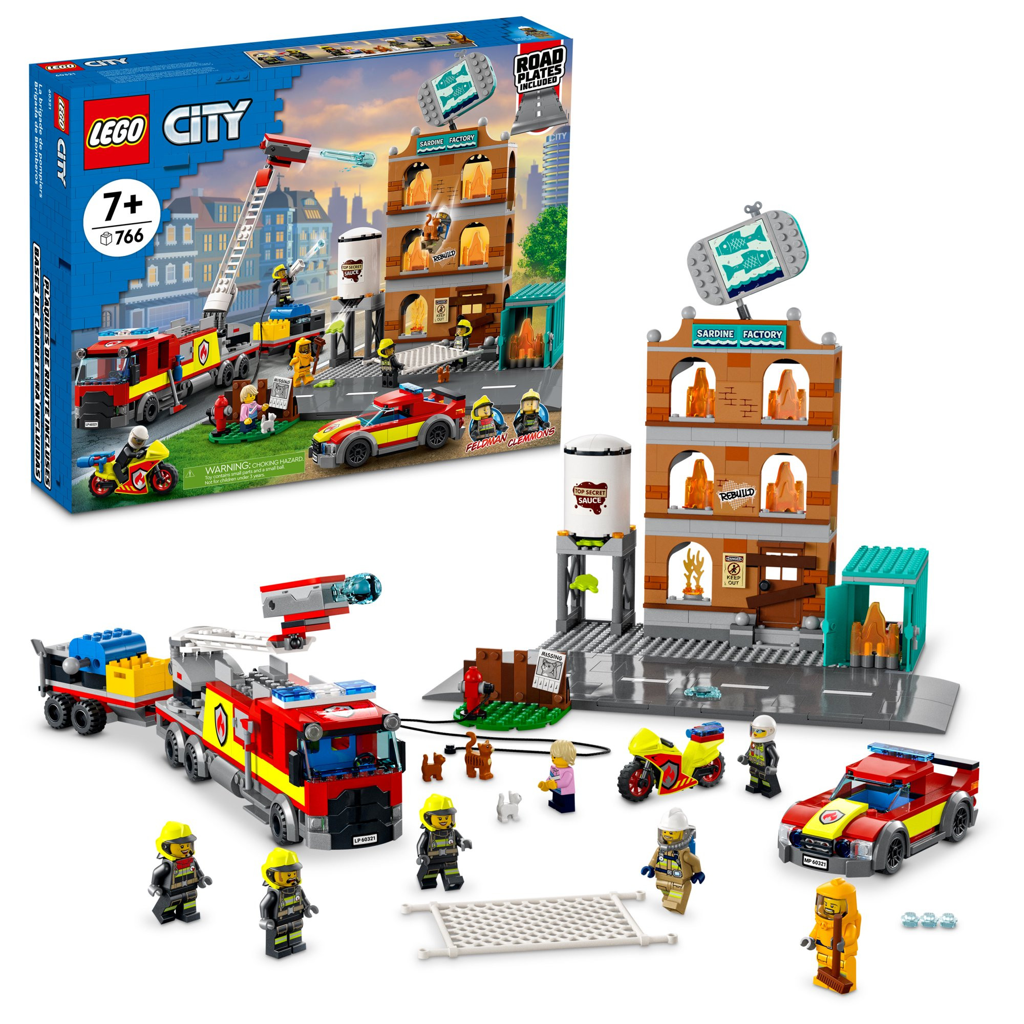 Lego City Fire Brigade 60321 Building Kit， Multi-Model Playset with 2 Lego City TV Characters， 766 Pieces - Intensery