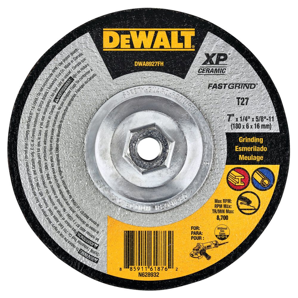 DEWALT XP Ceramic Grinding Wheel 7 X 1/4 X 5/8-11 DWA8927FH from DEWALT - Intensery