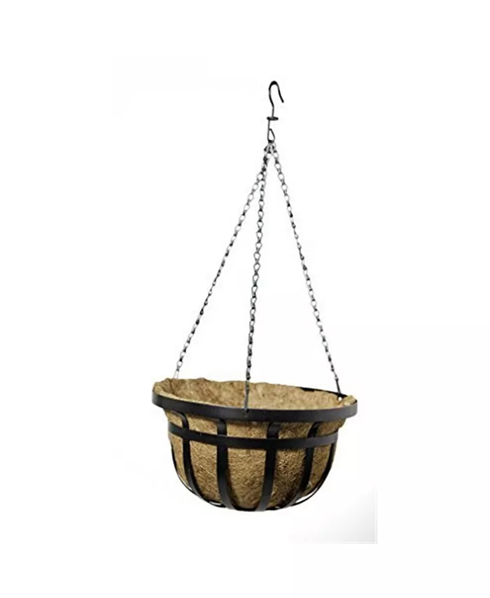 Panacea Products Flat Iron Series 14-Inch Hanging Basket， Black - Intensery