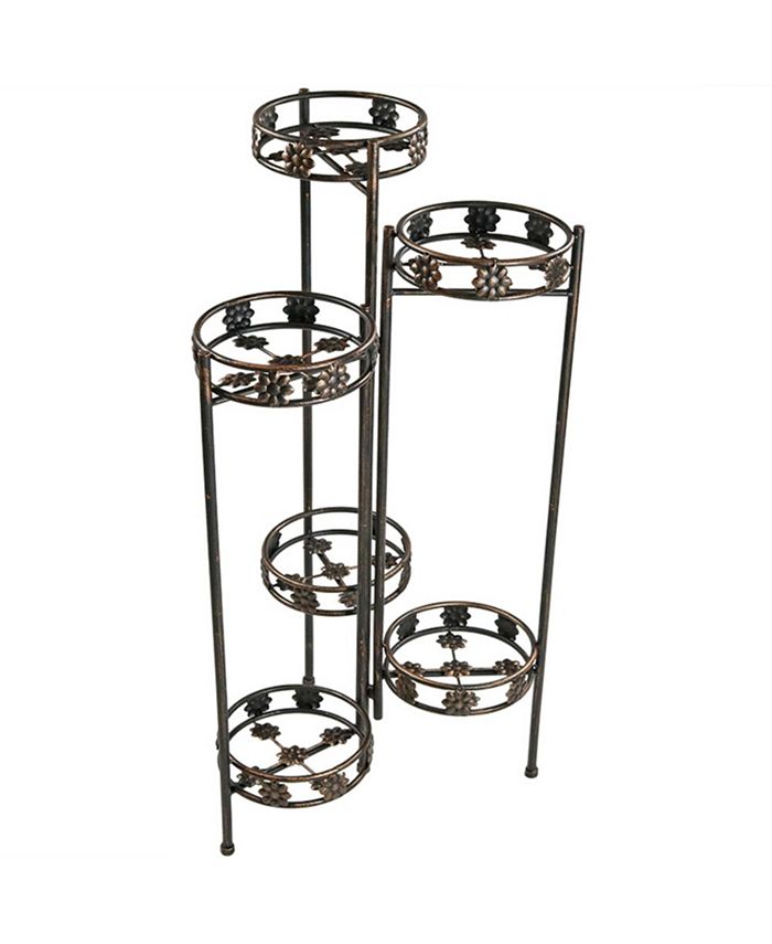 Sunnydaze Decor Bronze Steel 6-Tier Staggered Folding Plant Stand - 45 in - Intensery