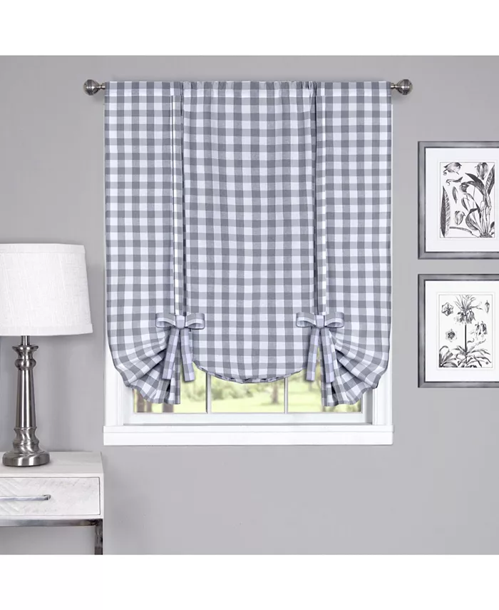 Achim Buffalo Check Window Curtain Tie Up Shade， 42x63 - Intensery