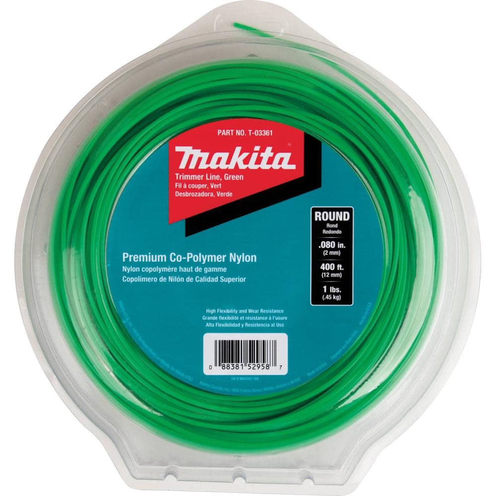 Round Trimmer Line， 0.080”， Green， 400’， 1 lbs. - Intensery