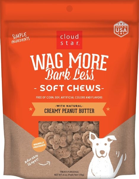 Cloud Star Wag More Bark Less Soft and Chewy with Creamy Peanut Butter Dog Treats - Intensery